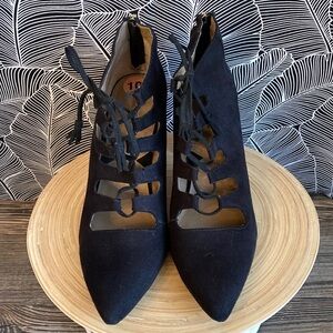 Adrienne Vittadini Black Suede Women's Lace-Up Booties